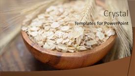  Presentation with meals - Amazing PPT theme having oat meals in a bowl backdrop and a soft green colored foreground