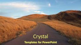  Presentation with rural road - Presentation theme with oat-mountain-way-sunrise-rural background and a tawny brown colored foreground