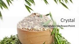  Presentation with oat - Audience pleasing PPT layouts consisting of oat seeds in wooden bowl close up frame isolated on white background backdrop and a white colored foreground