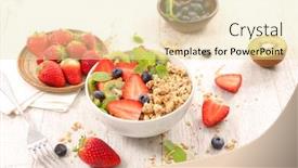  Presentation with kiwi - PPT layouts having oatmeal-cereal-with-strawberry background and a blonde colored foreground