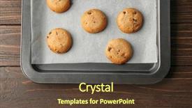  Presentation with baking cookies - Cool new PPT theme with oatmeal cookies with chocolate chips backdrop and a tawny brown colored foreground