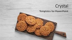  Presentation with cookies - PPT theme with oatmeal cookies with chocolate chips background and a light gray colored foreground