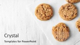 Presentation with of chocolate chips cookies - Amazing theme having oatmeal cookies with chocolate chips backdrop and a white colored foreground