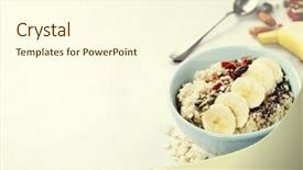  Presentation with healthy breakfast - Slide set with oatmeal porridge goji berries pumpkin background and a cream colored foreground