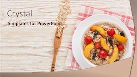  Presentation with white healthy food - PPT theme with white bowl on light background and a lemonade colored foreground