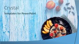  Presentation with blue food - PPT layouts with oatmeal-porridge-with-fresh-berries background and a light blue colored foreground