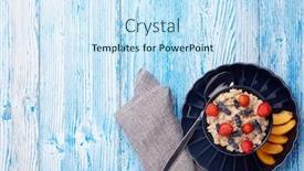  Presentation with blue food - PPT theme enhanced with oatmeal-porridge-with-fresh-berries background and a sky blue colored foreground
