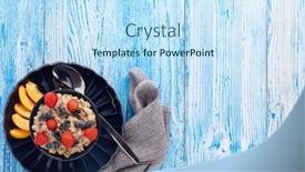  Presentation with blue food - Amazing slides having oatmeal-porridge-with-fresh-berries backdrop and a sky blue colored foreground