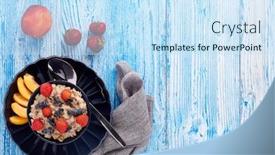  Presentation with blue food - Slides with oatmeal-porridge-with-fresh-berries background and a sky blue colored foreground