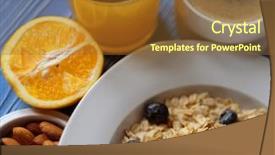  Presentation with blue orange white - Colorful slide deck enhanced with oatmeal porridge with fresh blueberries backdrop and a tawny brown colored foreground