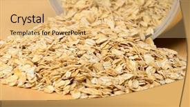  Presentation with spilling - Presentation having oatmeal spilling out of bin background and a  colored foreground