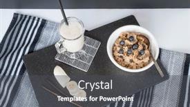  Presentation with blueberries - PPT theme enhanced with oatmeal-with-blueberries-and-vanilla background and a dark gray colored foreground
