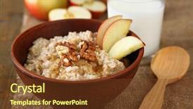  Presentation with nuts - Slide deck enhanced with oatmeal with nuts and apple background and a tawny brown colored foreground
