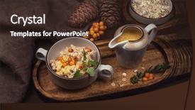  Presentation with butter - PPT theme featuring oatmeal with sea buckthorn butter background and a wine colored foreground