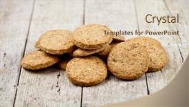  Presentation with oat - Presentation consisting of oats - fresh baked oat cookies heap background and a lemonade colored foreground