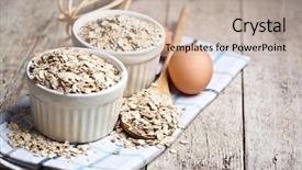  Presentation with baking tools - Audience pleasing presentation consisting of oats - oat flakes in ceramic bowls backdrop and a soft green colored foreground