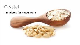  Presentation with spoon - Slide deck with oats-flakes-in-wooden-spoon background and a white colored foreground