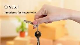  Presentation with keys - Audience pleasing theme consisting of ob stack of cartons background backdrop and a  colored foreground