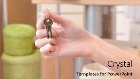  Presentation with keys - Slide set having ob stack of cartons background background and a  colored foreground