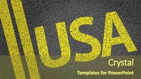  Presentation with usa - Cool new slide deck with city dallas texas - usa written on the road backdrop and a gold colored foreground