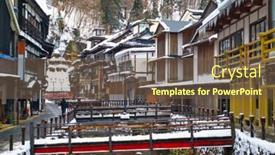  Presentation with hot springs - Colorful theme enhanced with obanazawa-ginzan-onsen-japan-hot backdrop and a tawny brown colored foreground