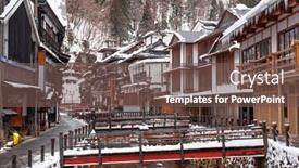  Presentation with onsen - Colorful slide set enhanced with obanazawa-ginzan-onsen-japan-hot backdrop and a violet colored foreground