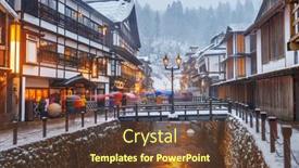  Presentation with hot springs - Audience pleasing PPT theme consisting of obanazawa-ginzan-onsen-japan-hot backdrop and a tawny brown colored foreground