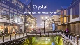  Presentation with onsen - PPT theme with obanazawa ginzan onsen japan hot background and a ocean colored foreground
