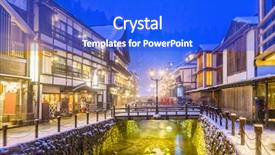  Presentation with onsen - Presentation theme featuring obanazawa ginzan onsen japan hot background and a cobalt blue colored foreground
