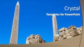  Presentation with karnak - PPT theme with obelisk of queen hapshetsut in karnak egypt background and a gray colored foreground
