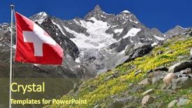  Presentation with japan beautiful landscape mountain fuji - PPT theme having ober gabelhorn with swiss flag background and a tawny brown colored foreground