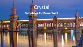  Presentation with bridge - Presentation design having oberbaum-bridge-over-the-spree background and a teal colored foreground