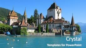  Presentation with switzerland - Colorful presentation enhanced with thuna - oberhofen castle at the lake backdrop and a teal colored foreground