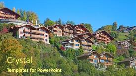  Presentation with switzerland - Presentation design featuring oberhofen village on the lake thun switzerland background and a tawny brown colored foreground