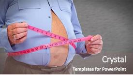  Presentation with obese - Cool new slides with obese man abdomen obesity backdrop and a gray colored foreground