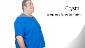  Presentation with obese - Amazing theme having obese morbidity - happy fat man isolated backdrop and a  colored foreground