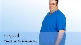  Presentation with obese - Amazing presentation design having obese morbidity - happy fat man isolated backdrop and a light blue colored foreground