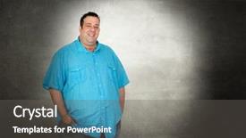  Presentation with fat - PPT theme featuring obese morbidity - happy fat man with blue background and a  colored foreground