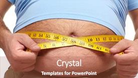 Presentation with fat - Cool new slide deck with obesety - fat man holding a measuring backdrop and a red colored foreground