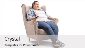  Presentation with television watching - Beautiful theme featuring obesidad - young woman seated backdrop and a light gray colored foreground