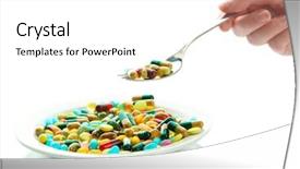  Presentation with colorful of antibiotics capsule pills - Slides consisting of obesity drugs - colorful capsules and pills background and a white colored foreground