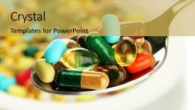  Presentation with capsules - PPT theme consisting of obesity drugs - colorful capsules and pills background and a yellow colored foreground