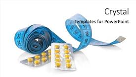  Presentation with diet - Cool new presentation with obesity drugs - diet concept measuring tape backdrop and a  colored foreground