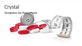  Presentation with capsules pills pill doctor prescription - Audience pleasing PPT layouts consisting of obesity drugs - diet concept measuring tape backdrop and a  colored foreground