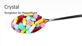  Presentation with diet - Slide deck featuring obesity drugs - diet concept spoon with pills background and a  colored foreground