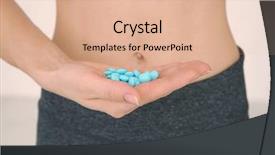  Presentation with diet - Colorful slide deck enhanced with obesity drugs - diet concept woman holding pills backdrop and a coral colored foreground