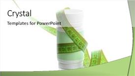  Presentation with obesity - Colorful slide deck enhanced with obesity drugs - measuring tape and pills isolated backdrop and a white colored foreground