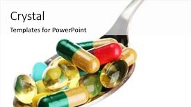  Presentation with capsules - Audience pleasing PPT theme consisting of obesity drugs - spoon with colorful capsules backdrop and a white colored foreground