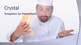  Presentation with burger - Amazing theme having obesity fast food - chef holding burger box backdrop and a sky blue colored foreground