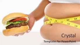  Presentation with stomach - PPT layouts enhanced with obesity fast food - fat stomach of a woman background and a lemonade colored foreground